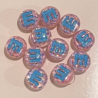 Pink and Blue Glass M&M Shoe Charm
