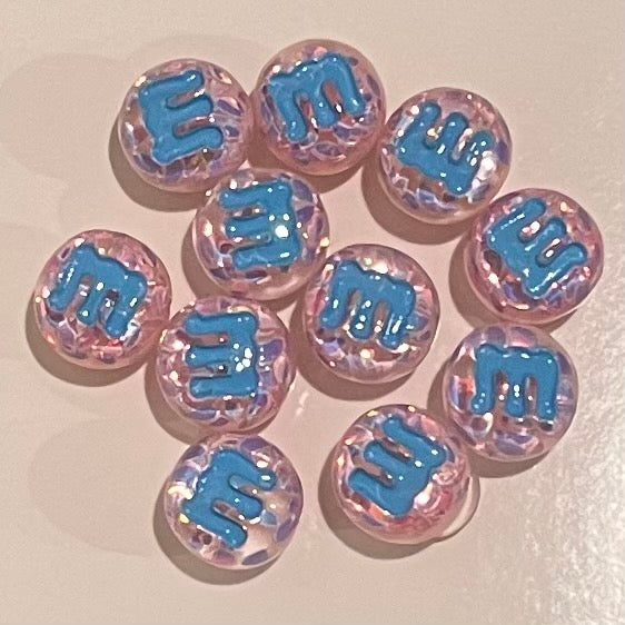 Pink and Blue Glass M&M Shoe Charm