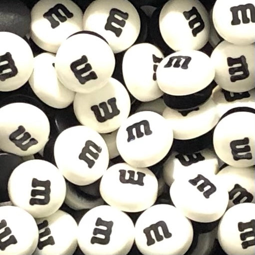 black and white m&ms