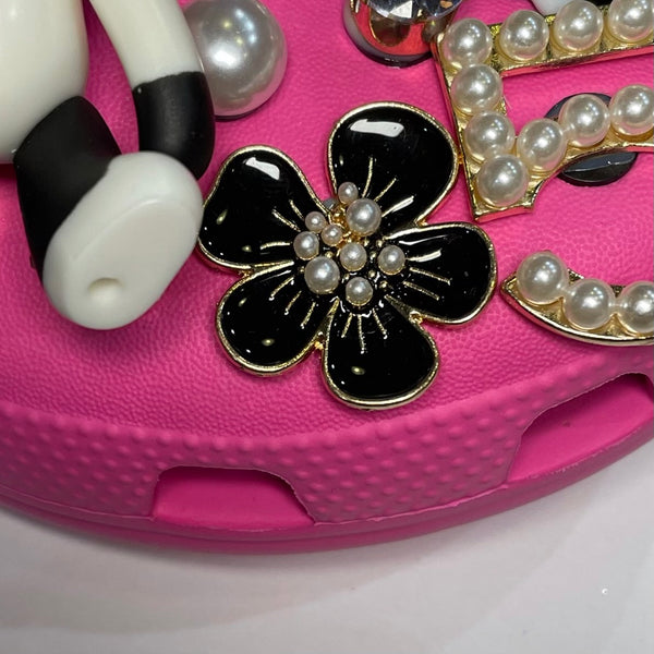 Black Metal Flower Croc Shoe Charm –